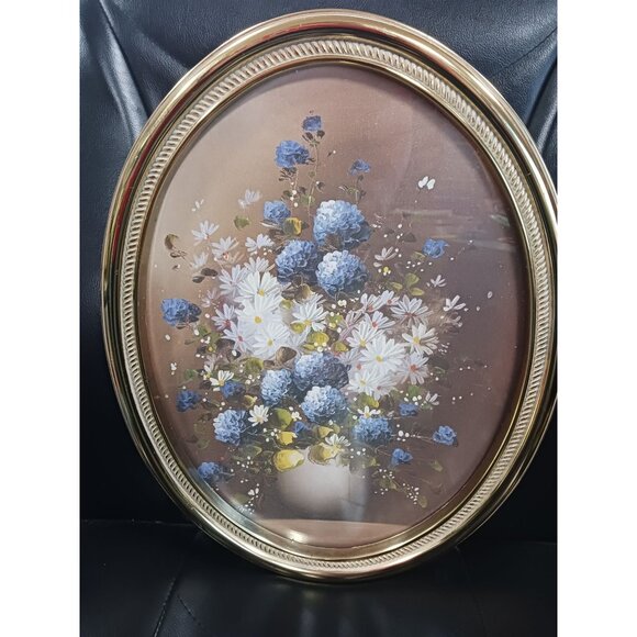 Vintage Syroco Inc Picture Flowers in Vase Oval #3246 - Picture 1 of 6